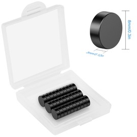 Wzone 30PCS Black Small Magnets, 8mm x 3mm Round Strong Fridge Magnets Mini Magnets for Fridge DIY Picture Office School Home Kitchen Whiteboard