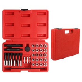 33PCS Glow Plug Thread Repair Kit, Thread Repair Tool Cylinder Head Metric Thread Restorer Kit Tap Insert Driver Guide Pin Thread Insert Tool Set Rethreading Kit Tool for 8mm/10mm/12mm Glow Plugs