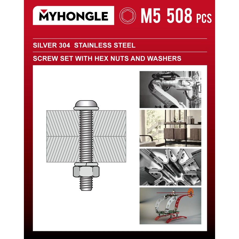 508 Pcs M5 Screws Set, Bolts and Nuts, Assorted Nuts