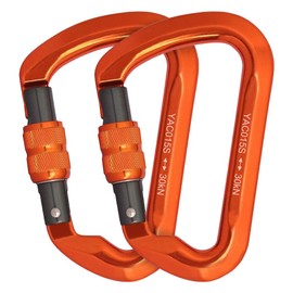 Carabiner Climbing Screw Carabiner 30 KN, Strong Climbing Carabiner with 3000 kg Load Capacity Climbing Carabiner Snap Hook Climbing with Screw Cap for Climbing Rappelling Hammocks Pack of 2