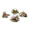 MacKenzie-Childs Peppermint Holiday Napkin Rings, Set of 4, Green Pine and Candy Cane Design
