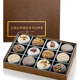 Holiday Christmas Cookies Gift Basket - 12 Gourmet Chocolate Covered Sandwich Cookies with Assorted Toppings - Assorted Food Gift Box for Fathers Day, Mothers Day, Family, Sympathy, Men & Women.