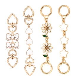 4pcs Bag Extender Chain, Stylish Purse Strap Extender Bow Flower Star Heart Wallet Extender Chain Purse Chain Strap Replacement Bag Charm for Purse Handbag Making