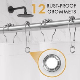 AmazerBath 2 Pack Thin Shower Curtain Liners, 72 x 72 Inches PEVA 3G Shower Curtains with Stones and 12 Grommet Holes, Waterproof Thin Plastic Liners- Frosted