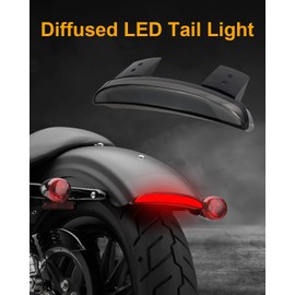 QUASCO Motorcycle Chopped Rear Fender Edge LED Diffused Brake Tail Light Turn Signals Taillight Compatible with Harley Sportster Iron 883 XL1200C XL1200L XL1200N XL1200R XL1200V XL1200X
