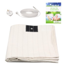 YedZen Grounding Bed Sheet, 193×203cm Conductive Grounding Mat Earthing UK With 10% Silver Fiber & 90% Organic Cotton, Natural Wellness and Healthy Earth Sheet Energy Mat for Better Sleep