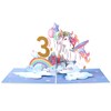 Liif Unicorn Happy 3rd Birthday Card, Pop Up Birthday Card