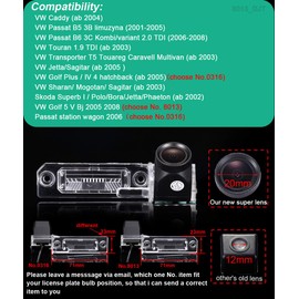 20 mm Lens HD Colour Parking Aid Car Reversing Camera Super Wide Angle Waterproof Night Vision Car Camera for VW Caddy B5 B6 Passat 3C 3B Sagitar Multivan T5 Golf Plus Polo