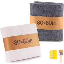 Riiai 80" x 80" Rug Tufting Cloth Kit: Overlocking Primary Tufting Cloth with Marked Lines & Rug Backing Non-Slip Rug Pad Fabric, Professional Tufting Supplies