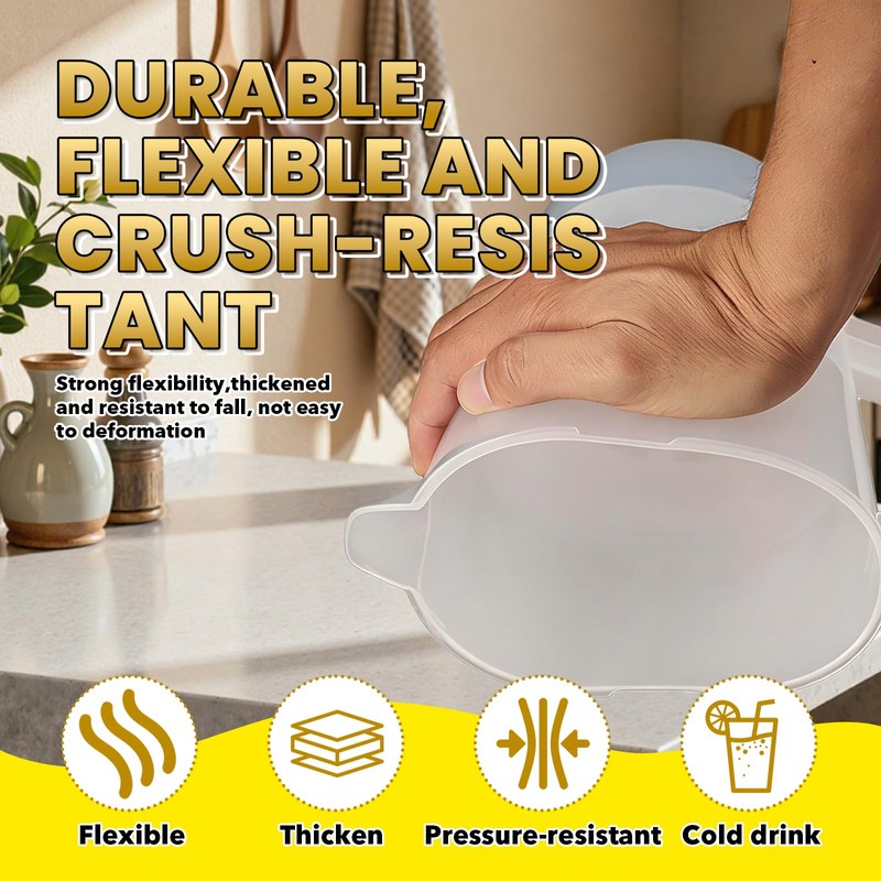 2PCS/SET 2 Quart/64oz Mixing Pitcher with Adjustable Plunger & Lid