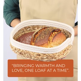 Bread Basket with Bread Warmer Stone - Bread Warmer Terracota - Bread Warmer Basket with Stone - Sourdough Warmer - Tortilla Warmer Ceramic - Warming Tray and Ideal Bread proofing Box