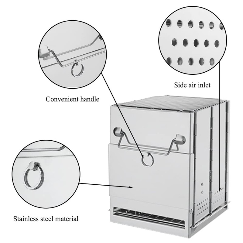 Camping Wood Burning Stove,Stainless Steel Compact Portable Foldable Camping with