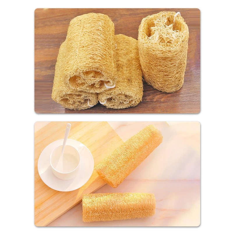 Loofah Dish Sponge, 5 Pack Natural Vegetable Scrubber for Kitchen,