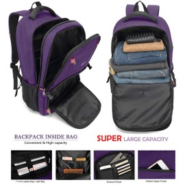 Cafele Travel Laptop Backpack 17.3 inch,Extra Large School Backpack Bookbag Computer Rucksack with USB Charging Port,Water Resistant Backpacks for Business College Travel,Women Casual Daypack,Purple