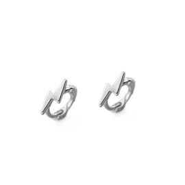 Minimalist Lightning Bolt Tiny Small Hoop Earrings for Women Cartilage S925 Sterling Silver Fashion Punk Sleeper Huggie Hinged Hoops Hypoallergenic Gifts for Birthday Bff Sister (Silver)
