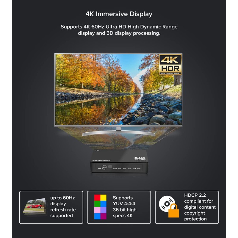 THDSW51-4K60 TEC 4K Ultra HD HDR Compatible, 5 Input, 1