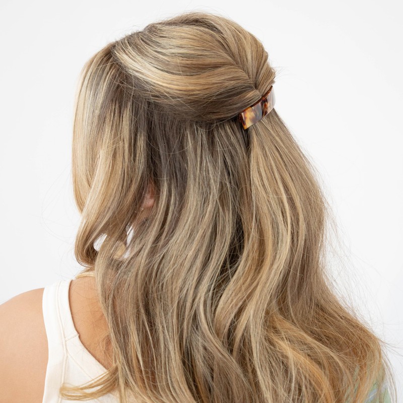 Faux Shell Hair Barrette for Thin Hair, Classic Rectangle French