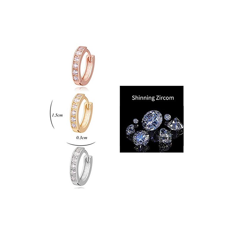 Aretes para Mujer, Pendientes de Aro con Diamante con Zirconia