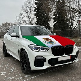 Tobethay Mexico Hood Cover Flag - 59x51 in Car Hood Cover for Decor, Patriotic Car Mexico Flag Bonnet Banner with 2 Adjustable Triangular Fasteners