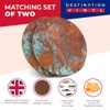 2 x Round Coasters - Rusty Effect Aged Copper Style
