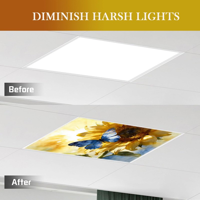 2 Pack Fluorescent Light Covers for Drop Ceiling, Magnetic Fabric