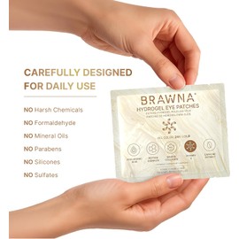 BRAWNA Set de Parches de Hidrogel para Ojos con Retinol, Colágeno, Cafeína y Arbutina Reduce Ojeras, Bolsas, Arrugas e Hinchazón Skincare Premium 12 Pares