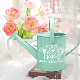 Hexagram Gigi Gifts for Grandma, Birthday Gifts for Gigi, Gardening Present for Grandma, Mint Metal Watering Can for Nana, Best Mimi Present from Grandkids, Mothers Day Christmas Garden Decor for Home