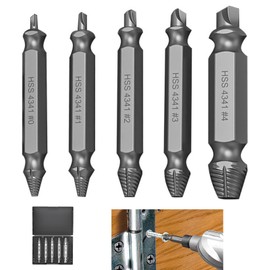 5 Piece Damaged Screw Extractor Set, Screw Remover and Extractor Bit Set Easy-to-Use Stripped Tool Kit, HSS Steel for Rusted Broken Screws, Ideal for Woodworking Automotive DIY Repair Maintenance