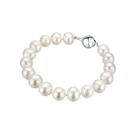 Valero Pearls Women's Pearl Bracelet 925 Sterling Silver with Round Freshwater Cultured Pearl Approx. 10.0-11.0 mm