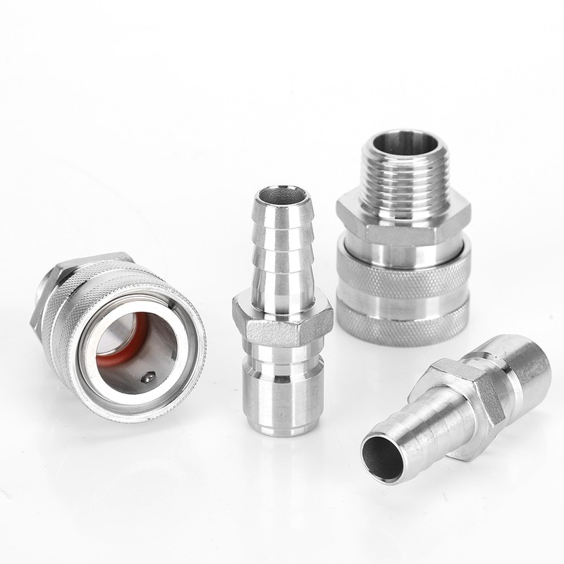 4pcs G1/2in Thread Stainless Steel Quick Connector Adapter Fitting for
