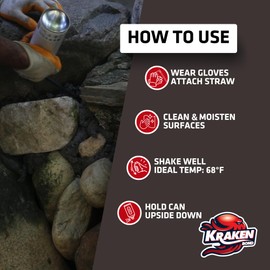 Kraken Bond Black Spray Waterfall Foam Sealant - (1x24oz) Expanding Polyurethane Pond Foam Sealer Black, UV Resistant Insulating Spray for Landscape & Exterior, Gun Use, Gun Not Included, 1 Pack