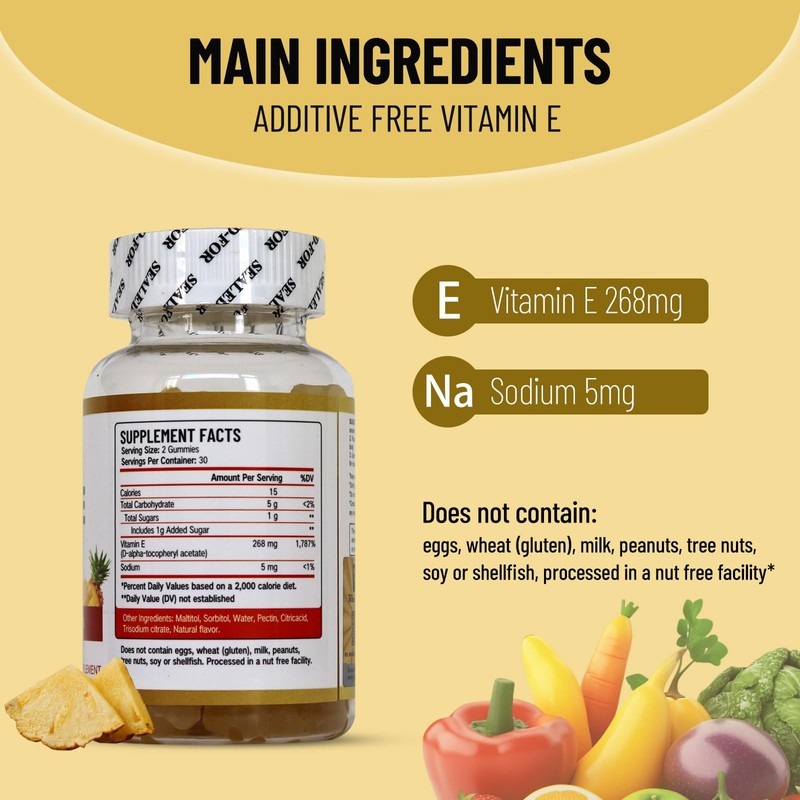 Wins Town Vitamin E Gummies 268mg, Delicious, Vegan, Non-GMO, Adult