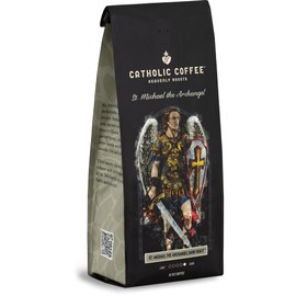 Catholic Coffee St. Michael | Dark Roast Whole Bean Coffee – Almond & Citrus Notes | 12oz Bag – Premium Catholic Gift Inspired by the Defender of Heaven