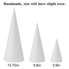 9 Pcs Paper Mache Cones Open Bottom 13.75x5 in, 10x4 in, 5.9x2.75 in, Extra Thick Cardboard Cones for Crafts Paper Cones for Christmas Gnomes Christmas Tree DIY Projects and Decorations