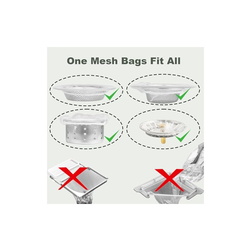 300 PCS Kitchen Sink Strainer Mesh Bag, Small Disposable Mesh