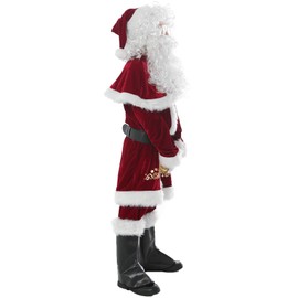 Halfjuly Santa Costume for Kids 12pcs Set Christmas Party Santa Claus Suit for Boys Red Deluxe Velvet Child Cosplay L
