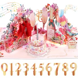 Musik-Geburtstagskarte, Geburtstagskarte mit Musik & Licht für Frau, 3D Champagner Pop-Up Karte Geburtstag Geschenke für Mädchen und Frauen, Frau, Freundin, Mutter, Damen