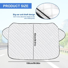 Sun Protection Car Windscreen, Windscreen Sun Protection, Sun, Dust, Snow, Ice, Suitable for Most Vehicles, 150 x 93 cm