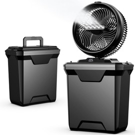 xasla Camping Misting Fan, 10-Inch Cooling Fan 20000mAh Battery, 3 Mist Levels, 4 Wind Speeds, 11L Tank, Remote Control, 45°/90° Oscillation, 10° Tilt, 4 Timers, Portable Cordless for Outdoors