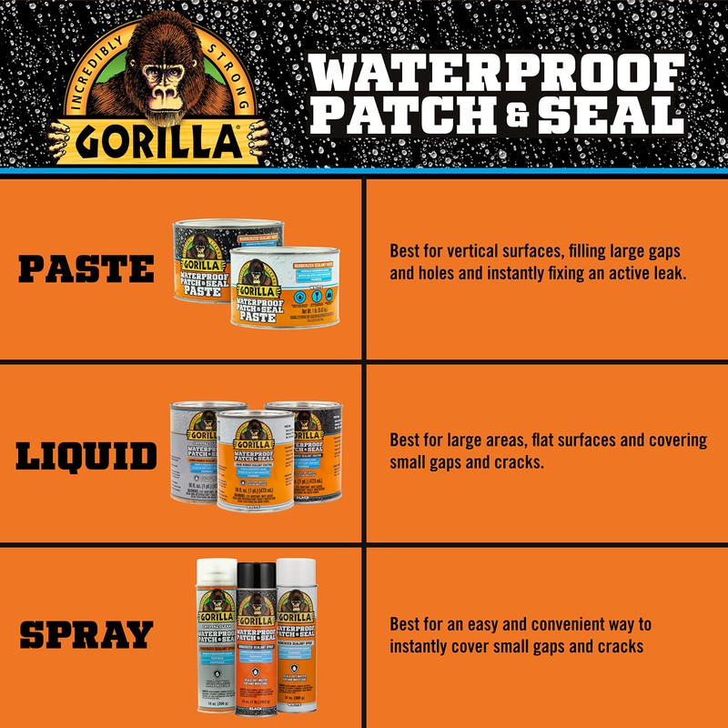 Gorilla Waterproof Patch & Seal Liquid Rubber Sealant; Crystal Clear;