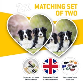 2 x Heart Stickers 15 cm - Border Collie Family Dogs Animals Cute Fun Decals for Laptops,Tablets,Luggage,Scrap Booking,Fridges, #8625