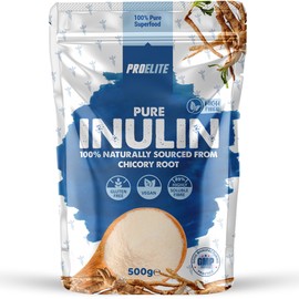 Pure Inulin Powder Prebiotic Soluble Fibre Powder - Vegan, GMO Free, Gluten Free Made in EU from Natural Chicory Root Fructo OligoSaccharide FOC Powder by PROELITE (500g)