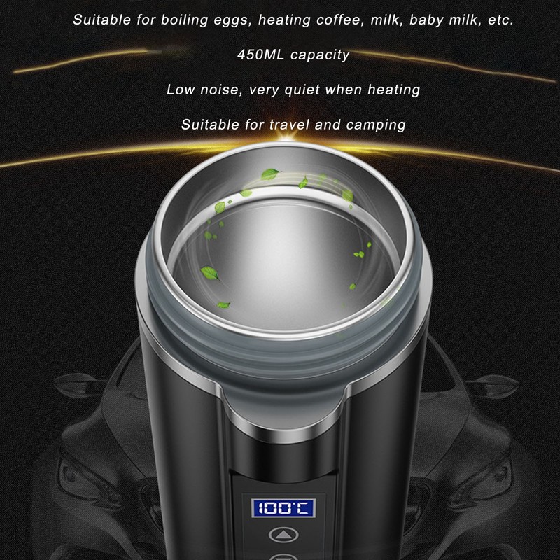 Electric Heated Travel Mug 450ml Smart Temperature Control Low Noise