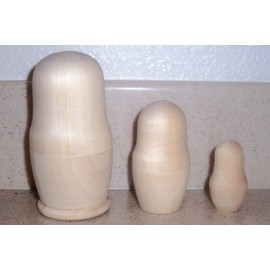 Plain Blank Unpainted Russian Nesting Doll 3 pc / 4 in Paint yourself u-503.4