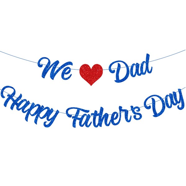 Happy Fathers Day Banner, Fathers Day Decoration Kit Blue Happy
