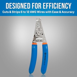Jonard Tools WSS-612 Stainless Steel Curved Wire Stripper, 6-12 AWG, Stainless Steel 50 HRC, Ergonomic Handle, Screw Cutting & Wire Looping