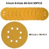 Aiyard 5-Inch 8-Hole Hook and Loop Sanding Discs 80-Grit Random