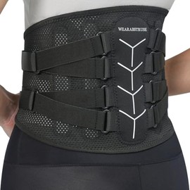 Cinturón de apoyo lumbar ajustable para hombres y mujeres, soporte lumbar ajustable con correas de compresión dobles, almohadilla lumbar extraíble,...
