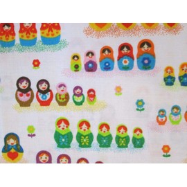 Quality Fabric Fat Quarter (18" x 22") National Russian Colorful Nesting Dolls Material: 100% Cotton