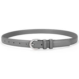 SANSTHS Women Leather Belt for Jeans Fashion Ladies Dress Belt With Single Prong Buckle, Grey XL